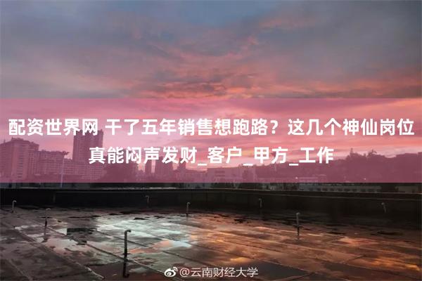 配资世界网 干了五年销售想跑路？这几个神仙岗位真能闷声发财_客户_甲方_工作
