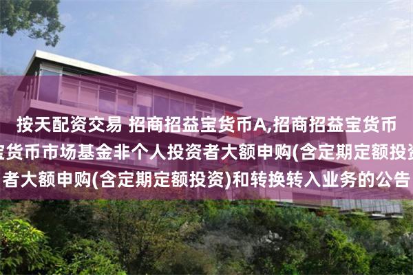 按天配资交易 招商招益宝货币A,招商招益宝货币B: 关于调整招商招益宝货币市场基金非个人投资者大额申购(含定期定额投资)和转换转入业务的公告